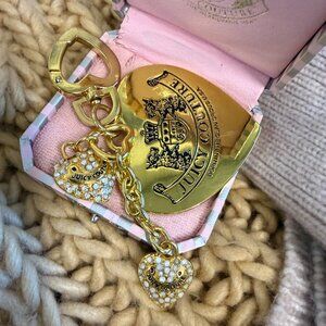 JUICY COUTURE Vintage heart-shaped bag charm or key chain w rhinestones/charms